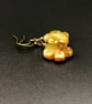  Jade and bronze carved flower drop earrings, Taurus jewelry - Image 3