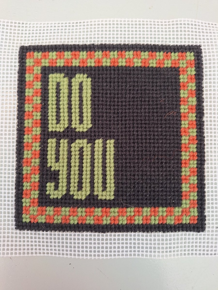 DO YOU Modern Needlepoint Chart PDF - Retro Checkered Tapestry Pattern