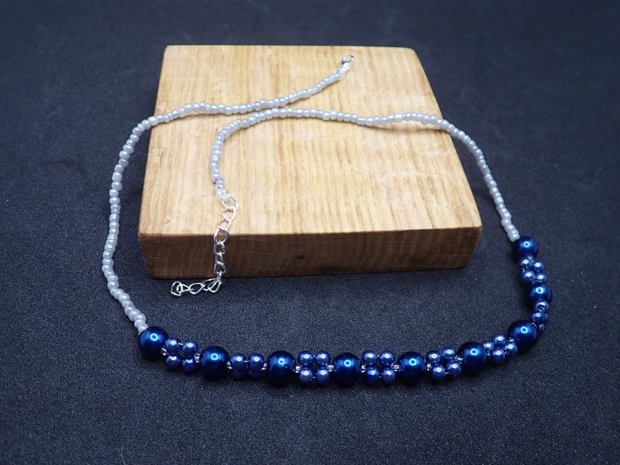 Blue Pearl Beaded Necklace