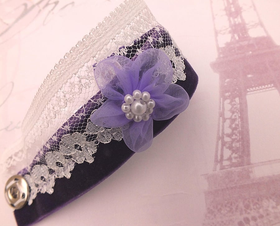 Elegant Floral Wrist Corsage in Velvet and Lace
