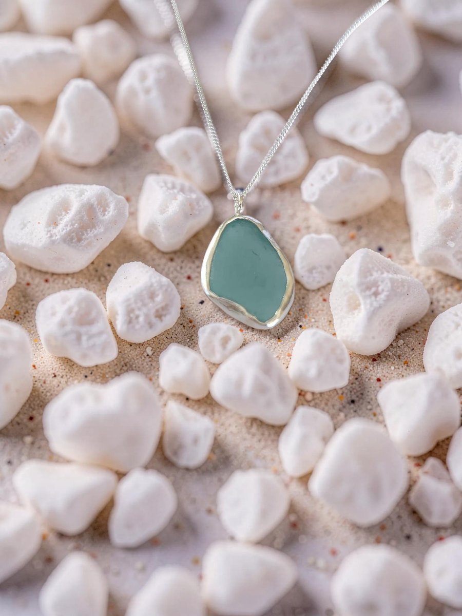 Ocean Sea Glass Framed With Fine Silver