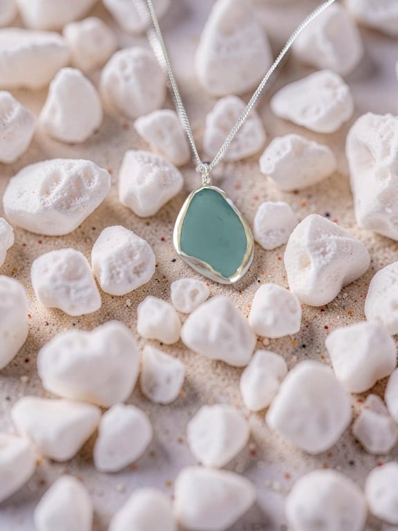 Ocean Sea Glass Framed With Fine Silver