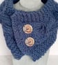 Cable Knit Neck Warmer in Blue, Handmade Scarf, Alpaca Wool