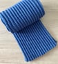 Denim Blue Knitted Scarf - Merino Wool - Ribbed Design