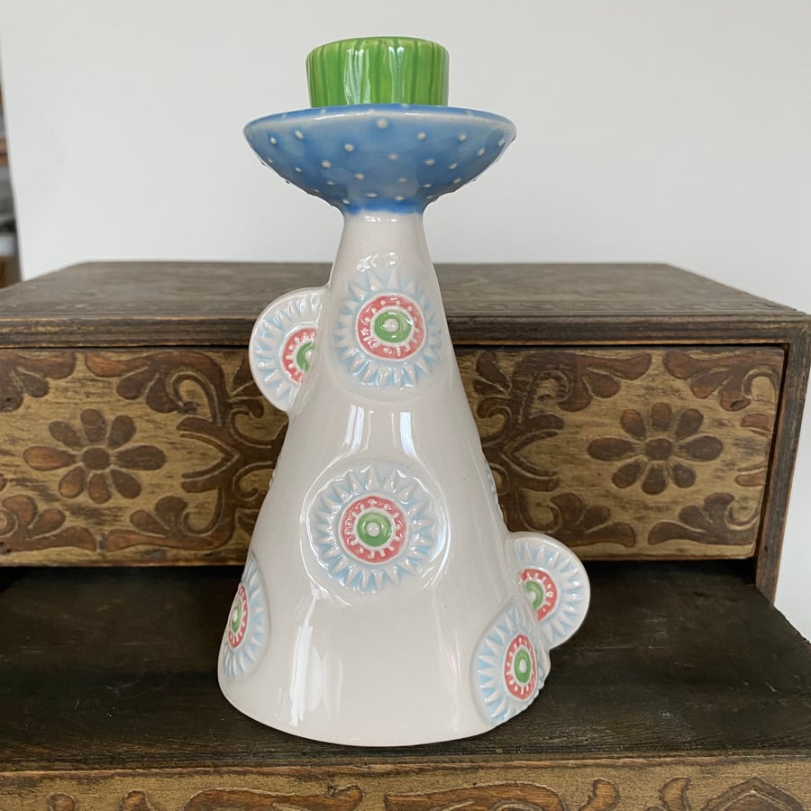 Handcrafted Ceramic Candle Holder with Intricate design