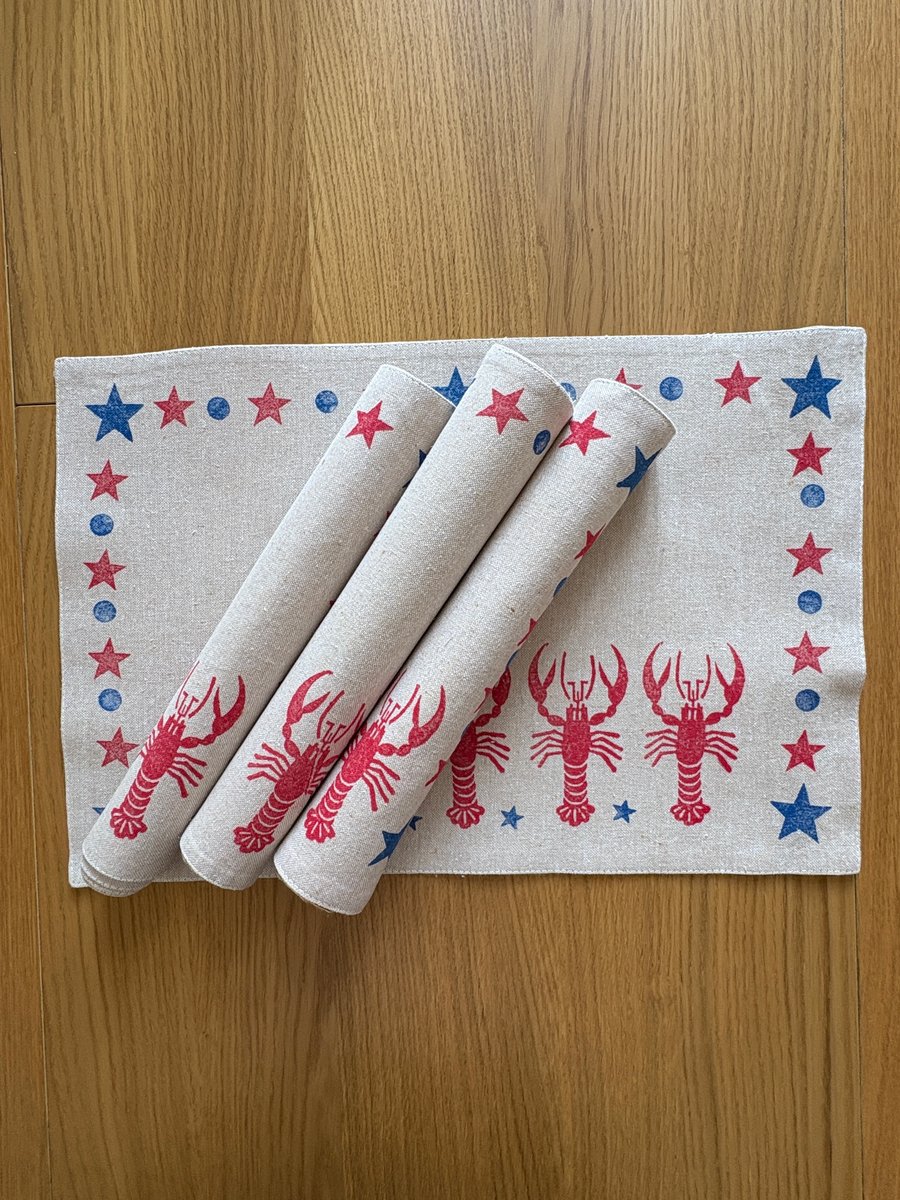 Hand Printed Lobster Placemats