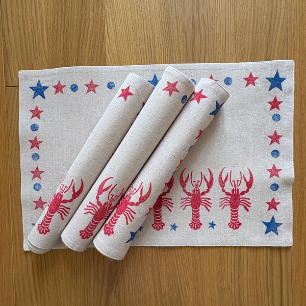 Hand Printed Lobster Placemats