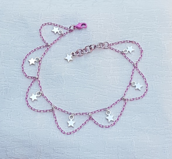 Gorgeous Pink Chain Anklet with Star Charms.