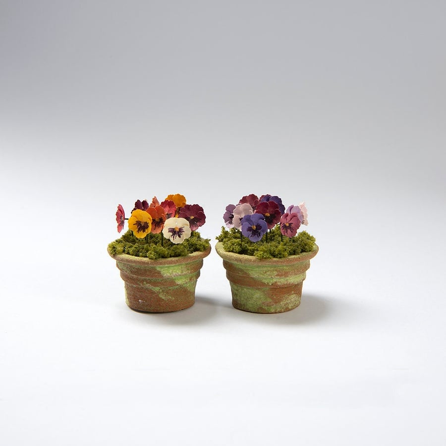 1:12th scale Kit DIY Large Pansies Paper Flowers for Dollhouses pot not included