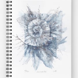Lined A5 spiral bound journal notebook jotter reproduction ammonite art