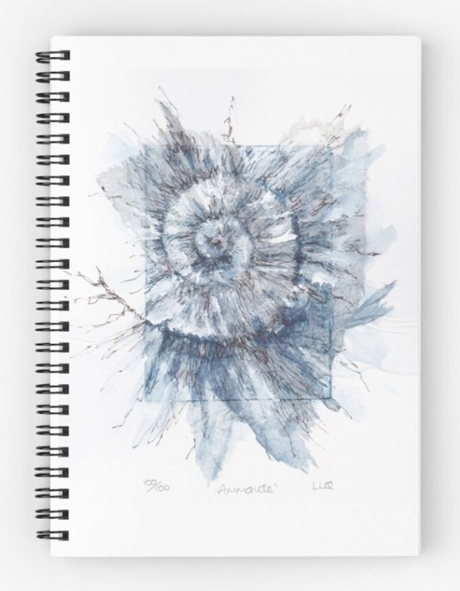 Lined A5 spiral bound journal notebook jotter reproduction ammonite art