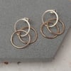 Sterling silver & gold filled circle earrings, minimalist drop earrings