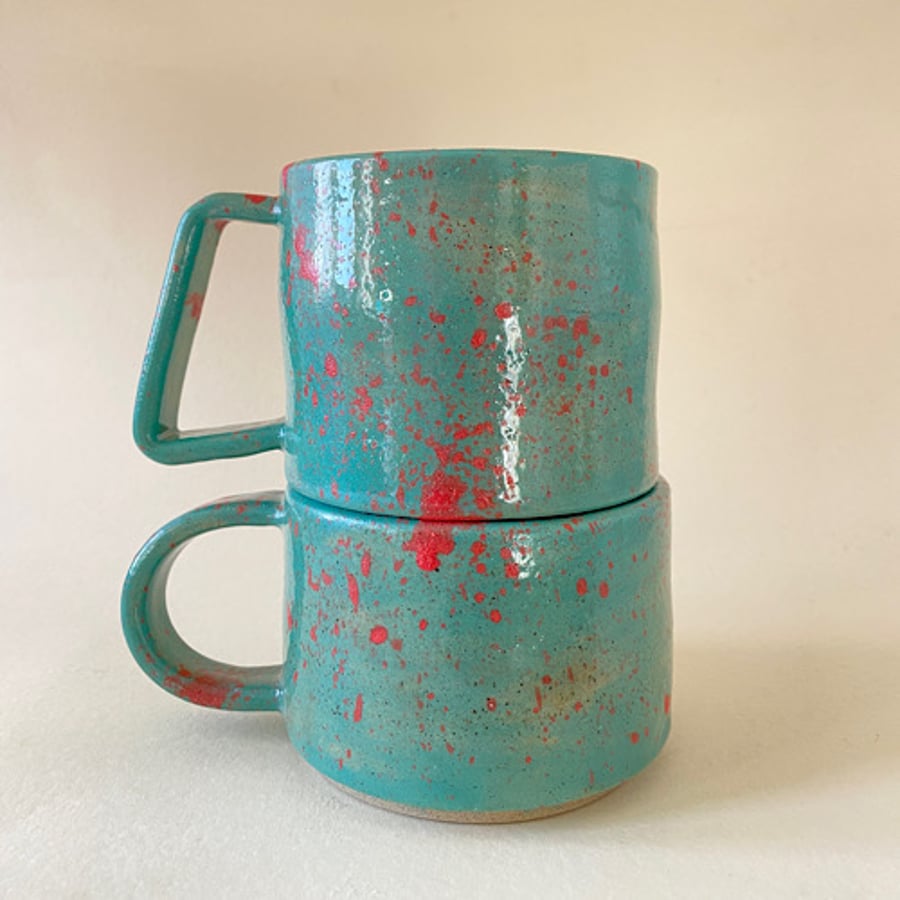 Turquoise splat cup set.