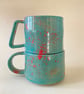 Turquoise splat cup set.