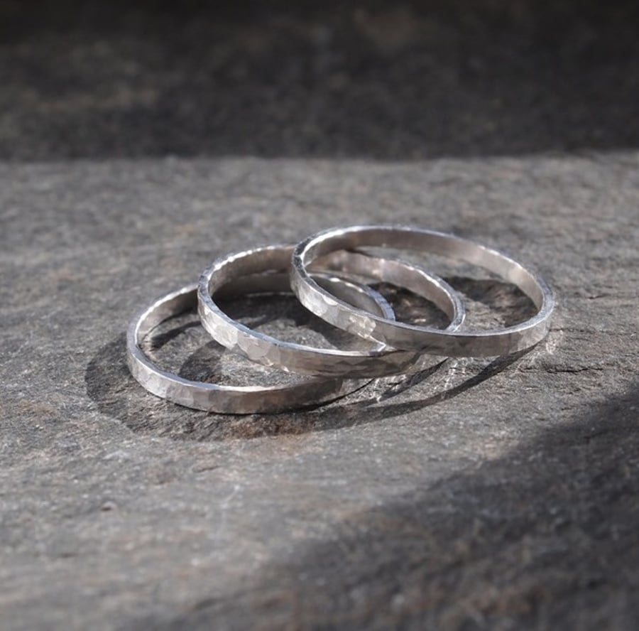 Silver rings, set of 3 stacking rings 