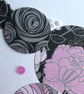 Large Mother's Day Card - Pink, Black & Grey Floral Circles - Image 2