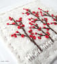 HAND EMBROIDERED CHRISTMAS CARD WINTER BERRIES - Image 2
