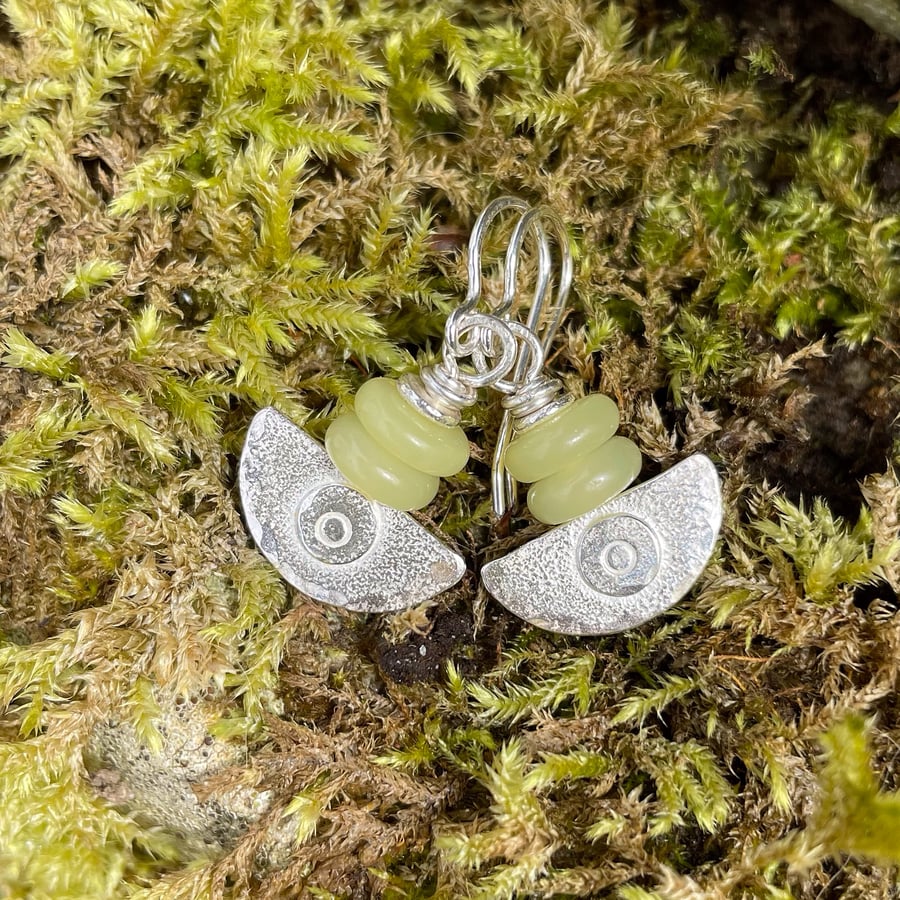  silver and lemon jasper earrings Ulu tribal blade