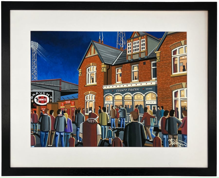 Northampton T, Retro Framed Football Art Print. 20" x 16" Frame Size