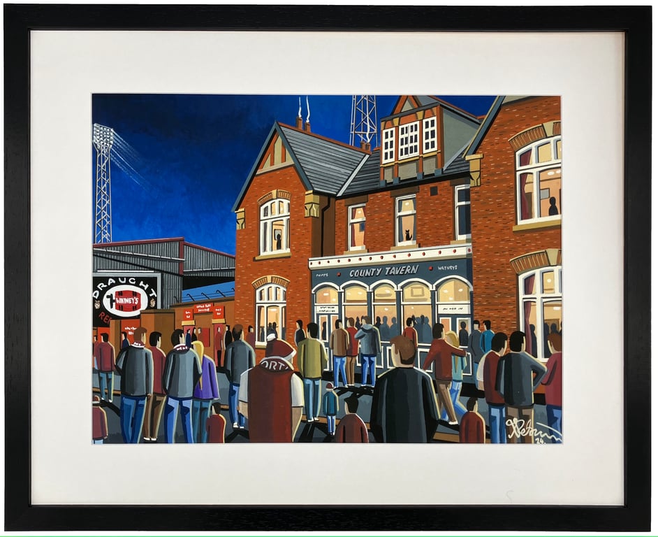 Northampton T, Retro Framed Football Art Print. 20" x 16" Frame Size