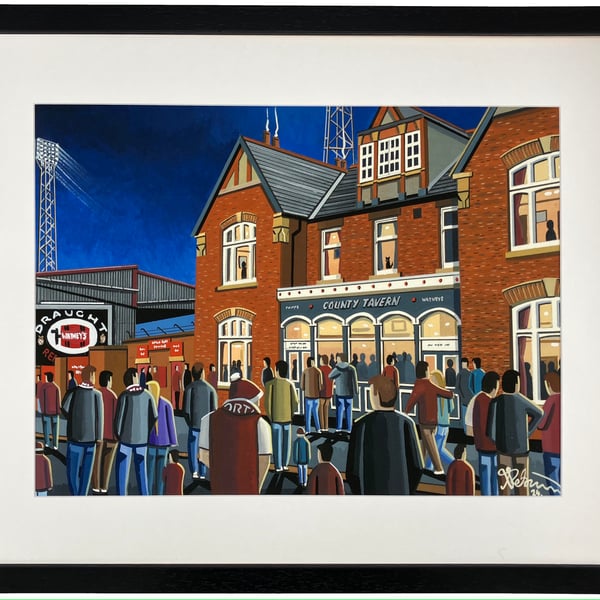 Northampton T, Retro Framed Football Art Print. 20" x 16" Frame Size