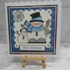 3D Luxury Handmade Christmas Card White Christmas Snowmen and Snowflakes