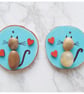 "FOR CHARITY", pebble cat painted ornaments - Image 1