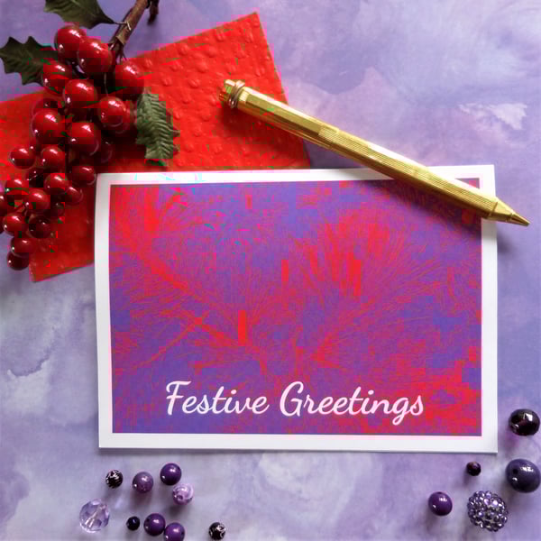 Purple Pines Vibrant Christmas Card