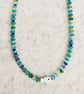 Glass Beaded Necklace with small porcelain fish 