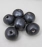 6 Medium Metallic Glazed Clay Beads - Image 1