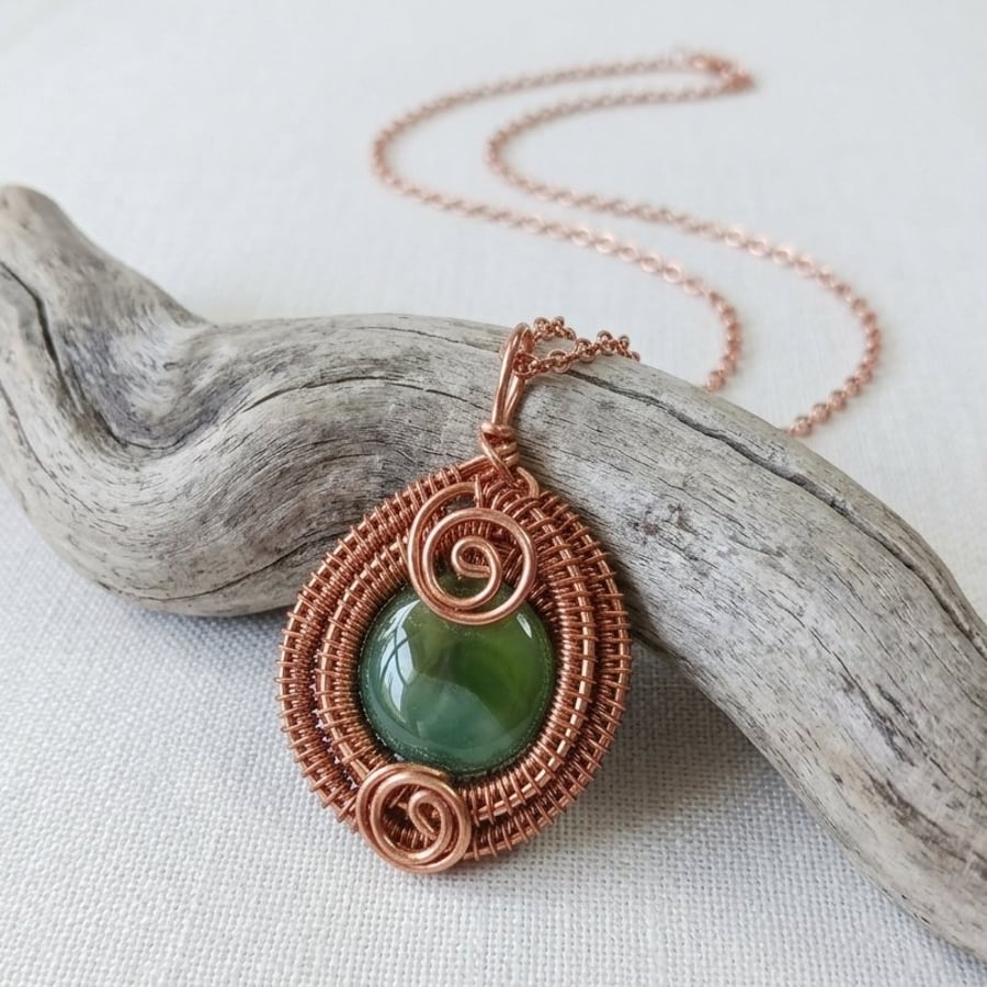 Wire Wrapped Agate Copper Necklace