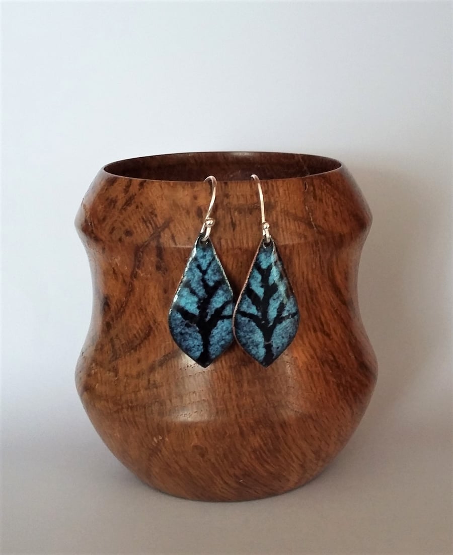 "Bare Branches" drop earrings in enamelled copper 209