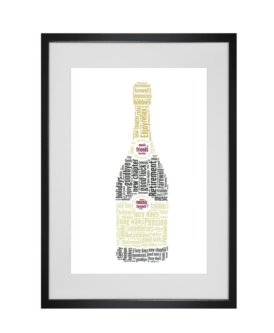 Personalised Retirement Champagne Bottle Design Word Art Gifts  