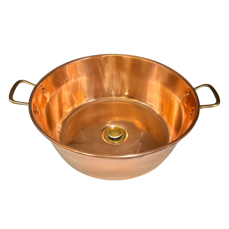 Vintage French Upcycled Copper Basin Sink for Bathroom, Cloakroom or Campervan