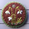 Hand Embroidered Snowdrop Brooch 