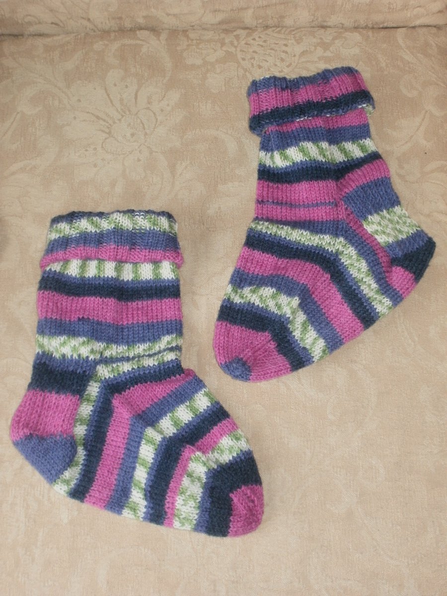Hand knit ankle slouch socks