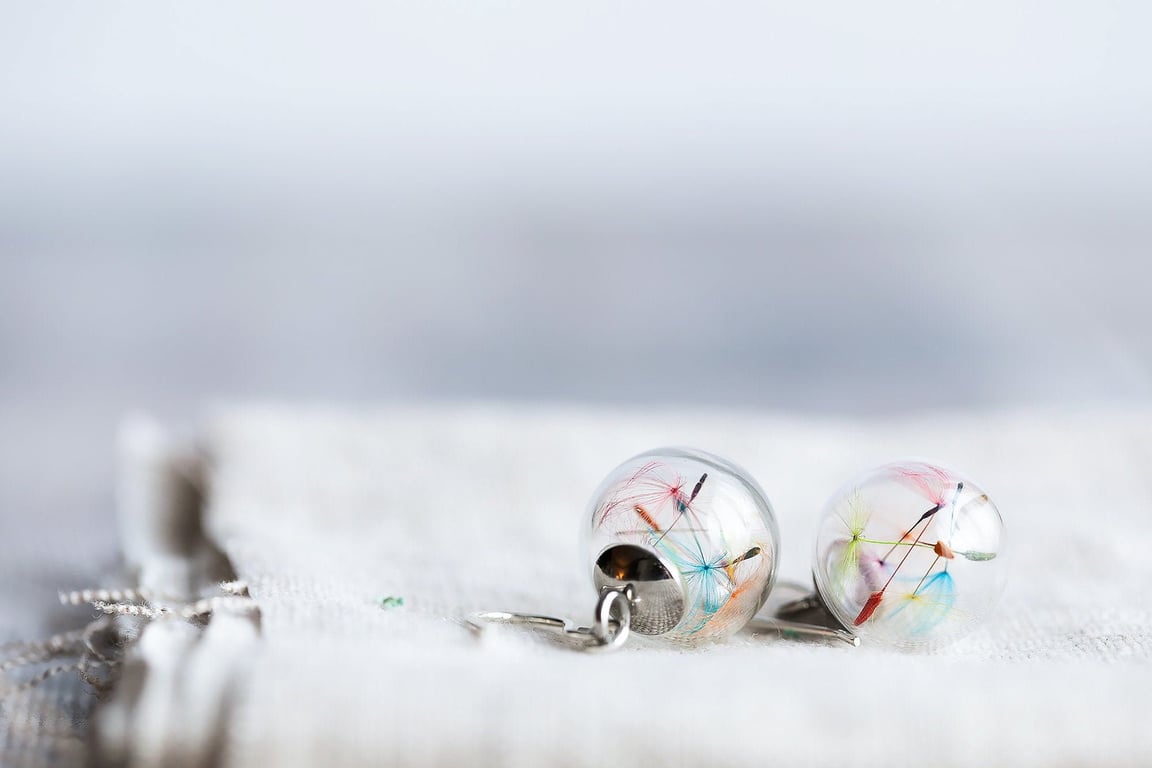 Rainbow Dandelion Earrings Fairy Earrings Dandelion Wish Earrings Sterling Silve
