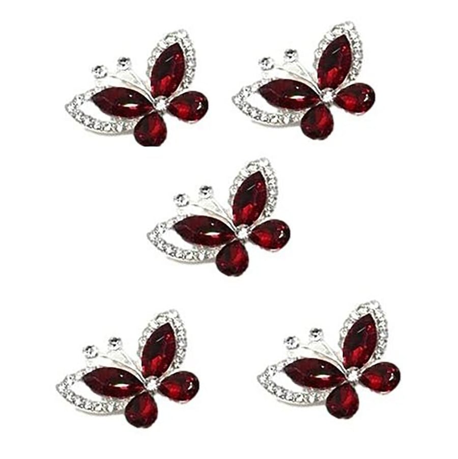 5pcs Crystal Butterfly Flat Back Diamante Embellishment Grade A Rhinestones Spar