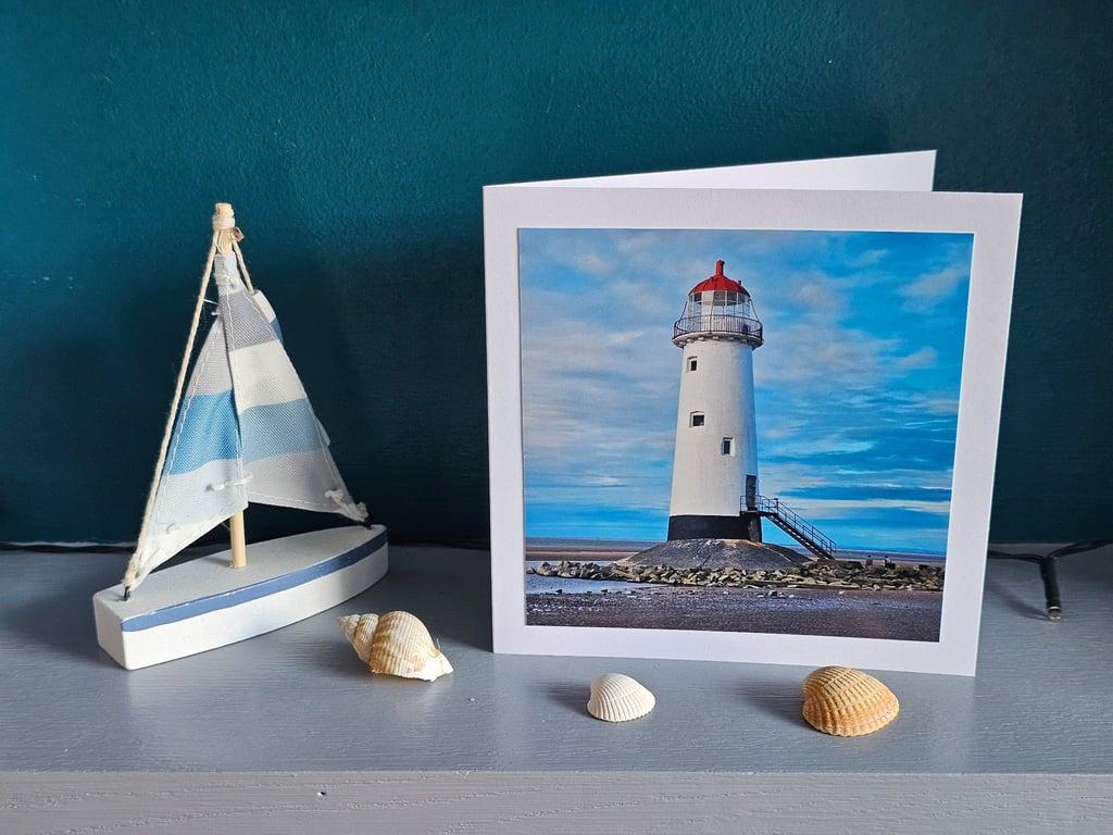 Talacre North Wales Quality Large Lighthouse Photographic Card Size 6" x 6"