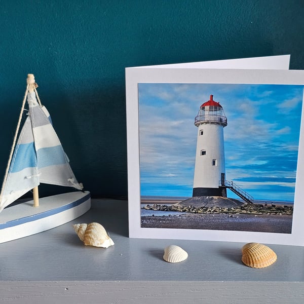 Talacre North Wales Quality Large Lighthouse Photographic Card Size 6" x 6"