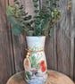 Winter Robin Decoupage Vase, Cottage Core Decor, Hand-Painted Botanical Home Acc - Image 1