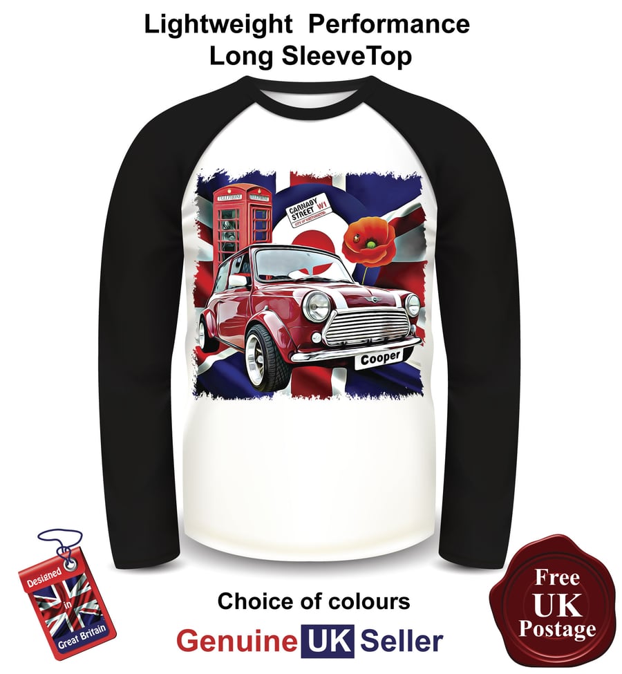 Old Mini Cooper Long Sleeve Mens T Shirt, Old Mini Top, Mens Cooper Top