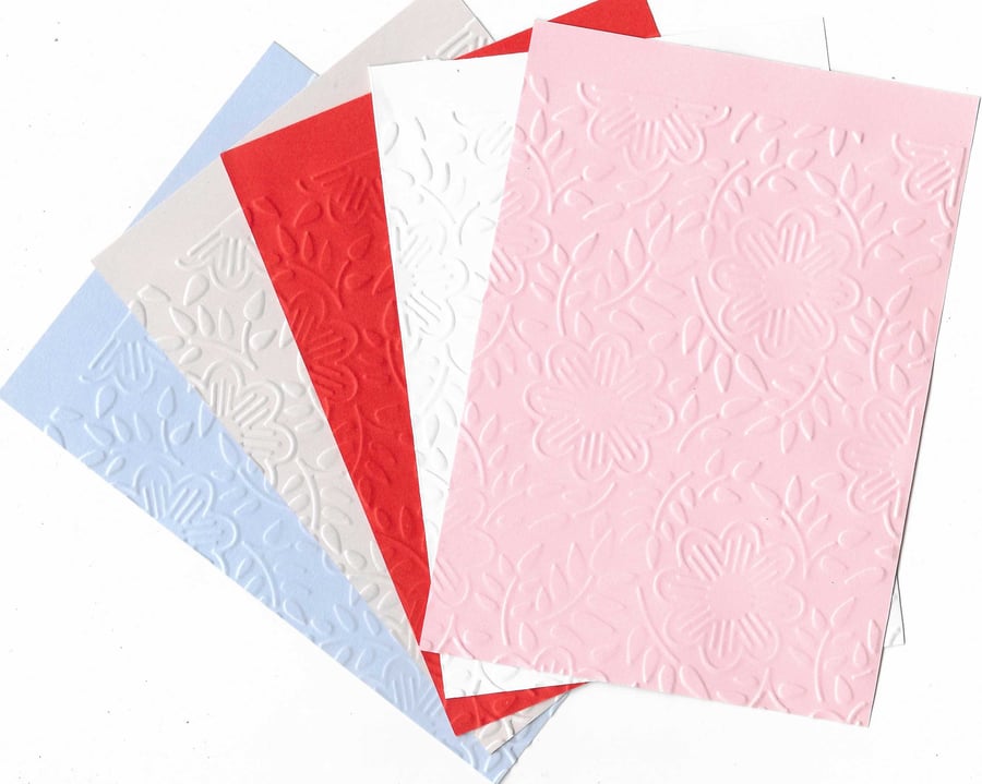 Embossed Card. 10 Sheets. A6. Choice Of Colour. Floral (18)