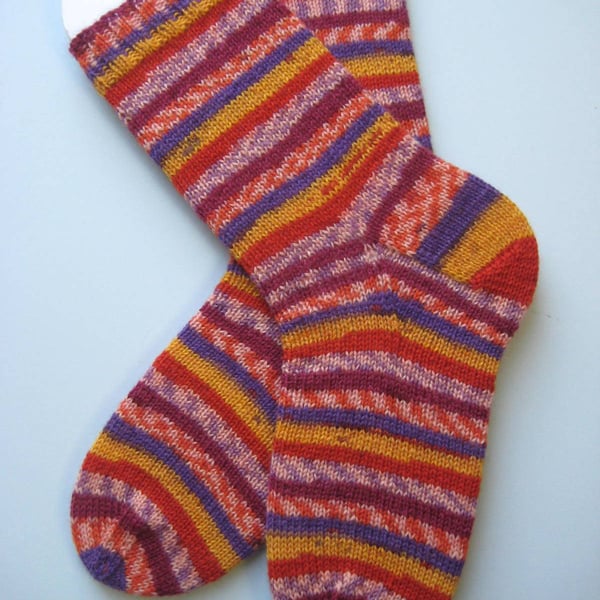 hand knit womens wool socks UK 5-7