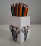 Elephant Wooden Pencil Holder, Safari Desk Organizer, Decoupage Animal Pen Pot - Image 2