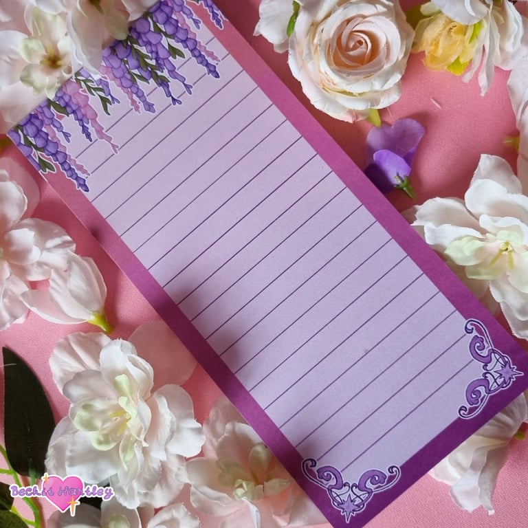 Wisteria Pink List Pad - Lined Magnetic List Pad - Gifts, Stationery