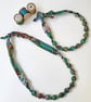 Green, Brown & Blue Liberty Print Fabric Necklace - Jungle Trip - Image 3