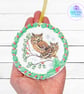 Owl mixed media hanging decoration. Owl ornament. Owl decoration. - Image 2