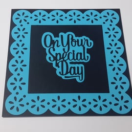 On Your Special Day Greeting Card - Black and Blue