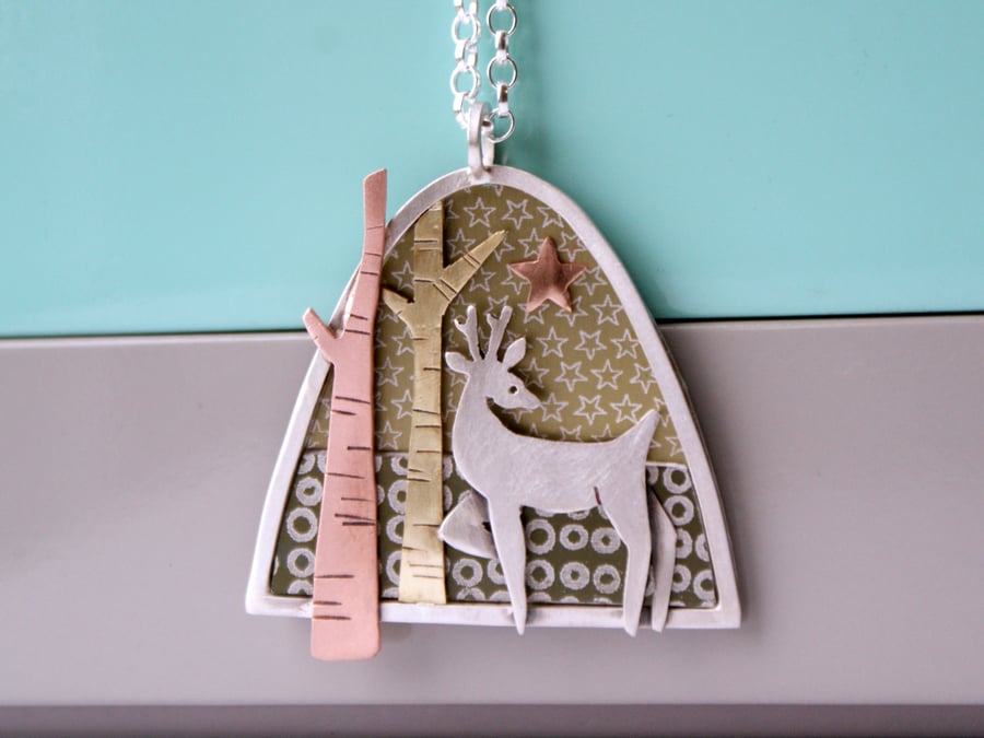 'Winter Walk' deer necklace